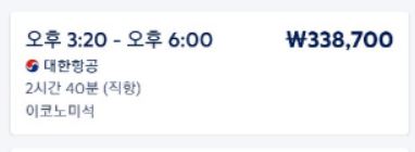 ▲조 씨가 예약한 항공편 첫 화면에선 공동운항 문구를 찾을 수 없다