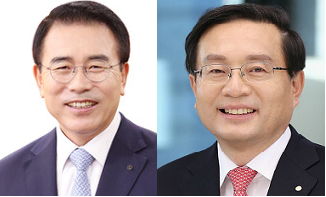 ▲ 3월 나란히 연임을 시작하는 조용병 신한금융지주 회장(왼쪽), 손태승 우리금융지주 회장