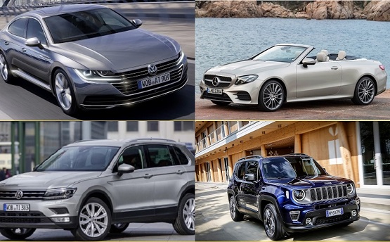 ▲왼쪽 위부터 시계방향. 폭스바겐 아테온-벤츠 E220d 카브리올레-폭스바겐 티구안-지프 레니게이드