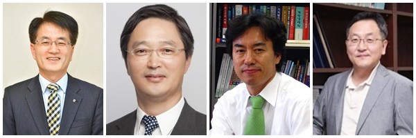 ▲(왼쪽부터) 손병환 차기 농협은행장 후보, 이기연, 이준행, 박해식 사외이사.