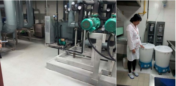 ▲농협 하나로클럽(왼쪽)과 한국원자력연구원 첨단방사선연구소 식당에서는 중성 살균수 장치를 설치해 살균에 활용하고 있다.