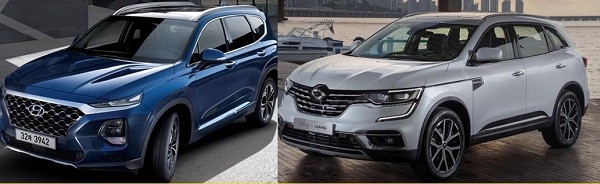 ▲현대자동차 싼타페(좌측), 르노삼성 QM6