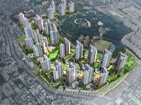 산성역 자이푸르지오 조감도