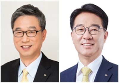 ▲(왼쪽부터) 허인 KB국민은행장, 이동철 KB국민카드 사장.