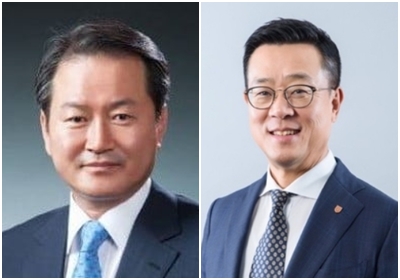 ▲(왼쪽부터) 성대규 신한생명 사장, 정문국 오렌지라이프 사장.