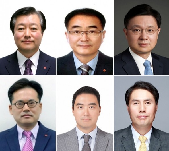 ▲(왼쪽 위부터 시계방향으로) 이영구 롯데그룹 식품BU장, 고수찬 롯데지주 커뮤니케이션 실장, 박은재 롯데지주 준법경영실장, 이진성 롯데푸드 대표, 강성현 롯데쇼핑 롯데마트 사업부장, 박윤기 롯데칠성음료 대표.