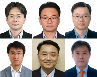 (왼쪽 위부터) 강병일 건설부문 부사장, 김재호 건설부문 부사장, 송규종 건설부문 부사장, 이준서 패션부문 부사장, 정병석 리조트부문 부사장, 노일호 리조트부문 부사장