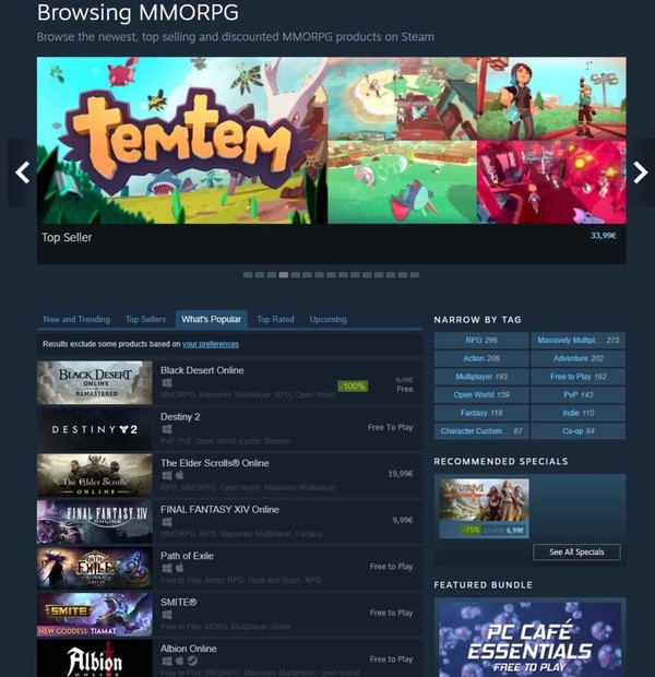 ▲스팀 MMORPG 인기 순위(What's Popular) 1위