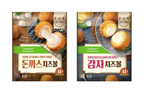 ▲풀무원 냉동베이커리 신제품 돈까스치즈볼(왼쪽)과 감자치즈볼