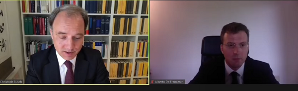 ▲유럽 측 대표 Christoph Busch 교수(왼쪽)와 Alberto De Franceschi 교수.