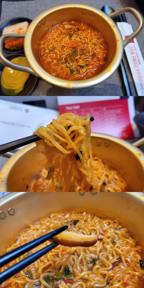 ▲기자가 시식한 The미식 장인라면 얼큰한 맛