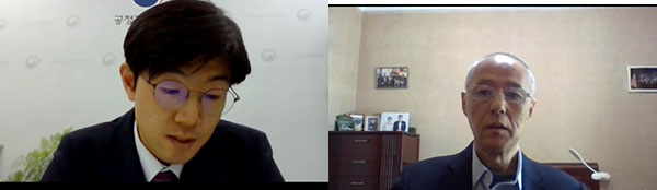 ▲이종선 한국 공정거래위원회 특수거래과 과장(왼쪽)과 Yang Qian 중국 북경대 교수(오른쪽)