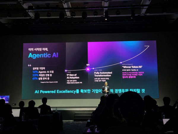 ▲진요한 LG CNS AI 센터장 상무가 발표를 진행하고 있다.