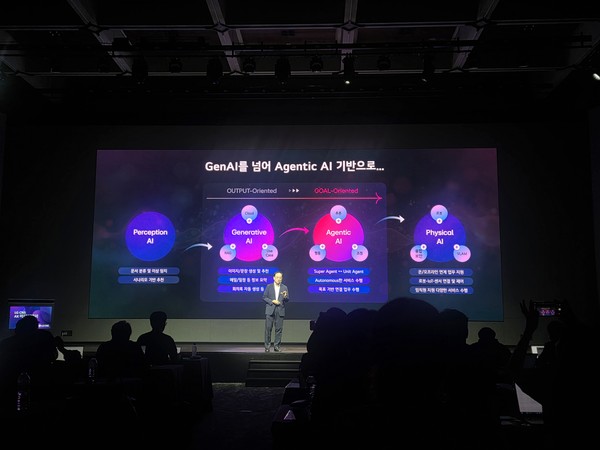 ▲이승찬 LG CNS 디지털AX담당 상무가 발표를 진행하고 있다.