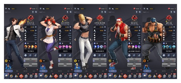 ▲기자가 플레이 당시 구성한 덱. (왼쪽부터) 쿠사나기 쿄, 유리 사카자키, 니카이도 베니마루, 테리 보가드, 클락 스틸