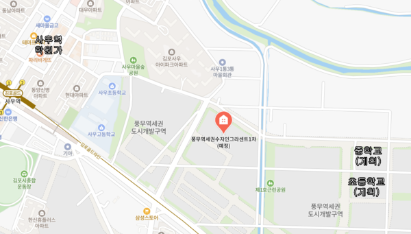 ▲풍무역세권 수자인 그라센트 1차 인근 학교들
