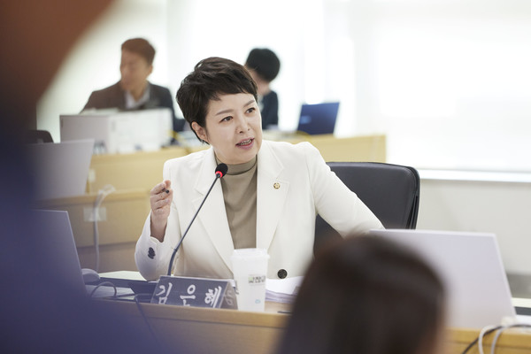 ▲20일 오전 경기도청 4층 율곡홀에서 열린 2025 국토교통위원회 국정감사에서 김은혜 의원이 질의를 하고 있다.