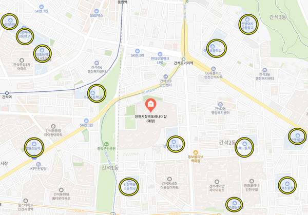 ▲포레나더샵 인천시청역 인근 학교들