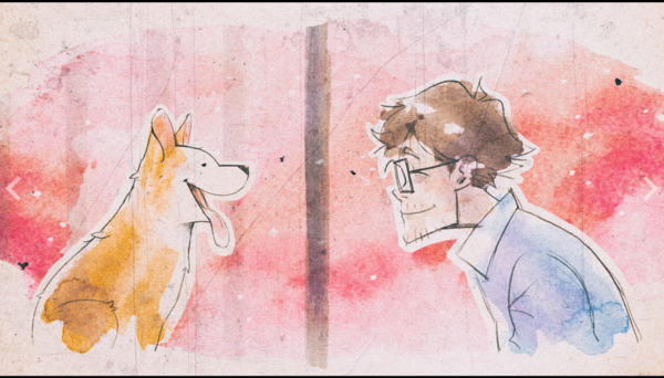 ▲스팀 화면 캡쳐. 유기견 웰시코기 '봉구'와 새로운 가족인 '아저씨' (출처:  '스팀')