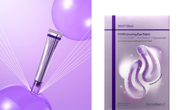 ▲360도 샷 PDRN 리프팅 아이크림(왼쪽), 360도 샷 PDRN 글로잉 아이패치