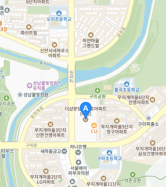 ▲더샵 분당센트로 인근에 위치한 불곡초, 구미초, 오리초