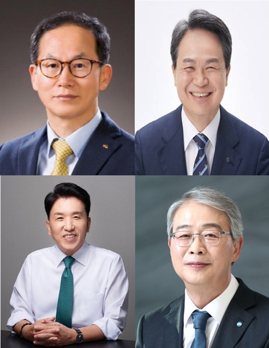▲위쪽부터 시계방향 양종희 KB금융 회장, 진옥동 신한금융회장, 임종룡 우리금융 회장, 함영주 하나금융 회장