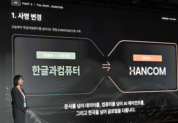 ▲한컴이 19일 여의도 페어몬트 호텔에서 전략 발표회를 개최했다./사진=한컴 제공